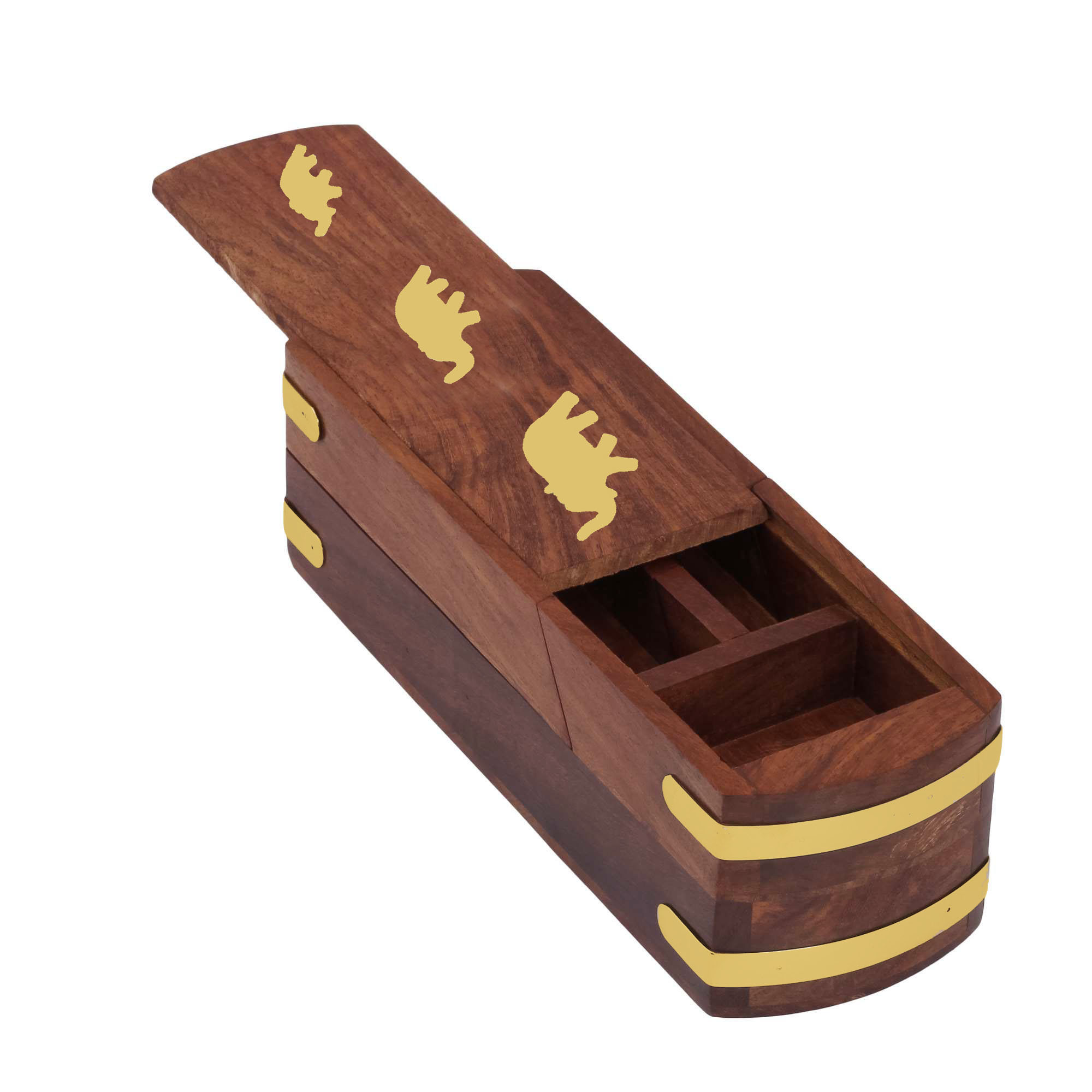 Pencil Box Pen Storage Box Case Geometry Holder-wooden Embossed By