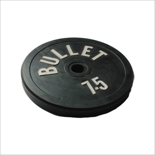 Rubber Bumper Plate - Rubber Material, Weights 2.5, 5, 7.5, 10 Kg, Black Color, Round Shape | Durable, Manual Operation For Muscle Gain And Gym Use