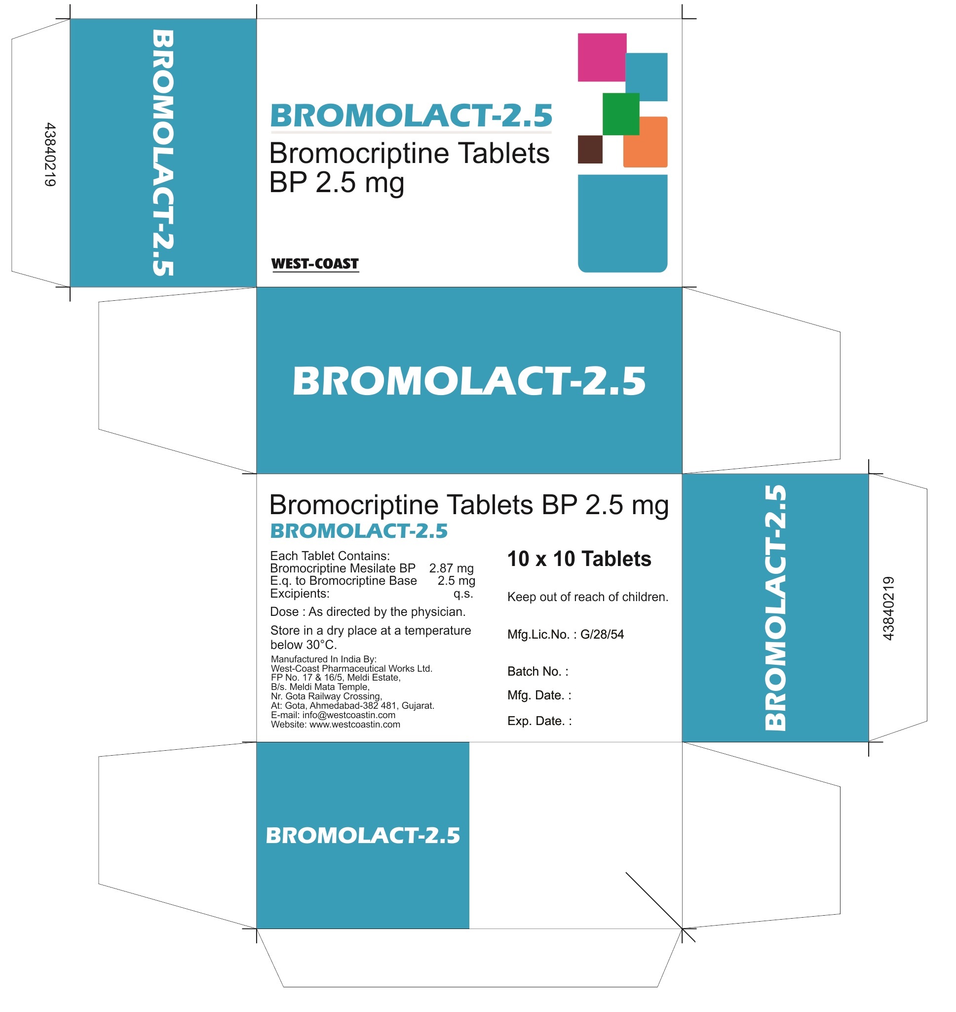 Bromocriptine Tablets Bp 2.5mg. Cas No: -