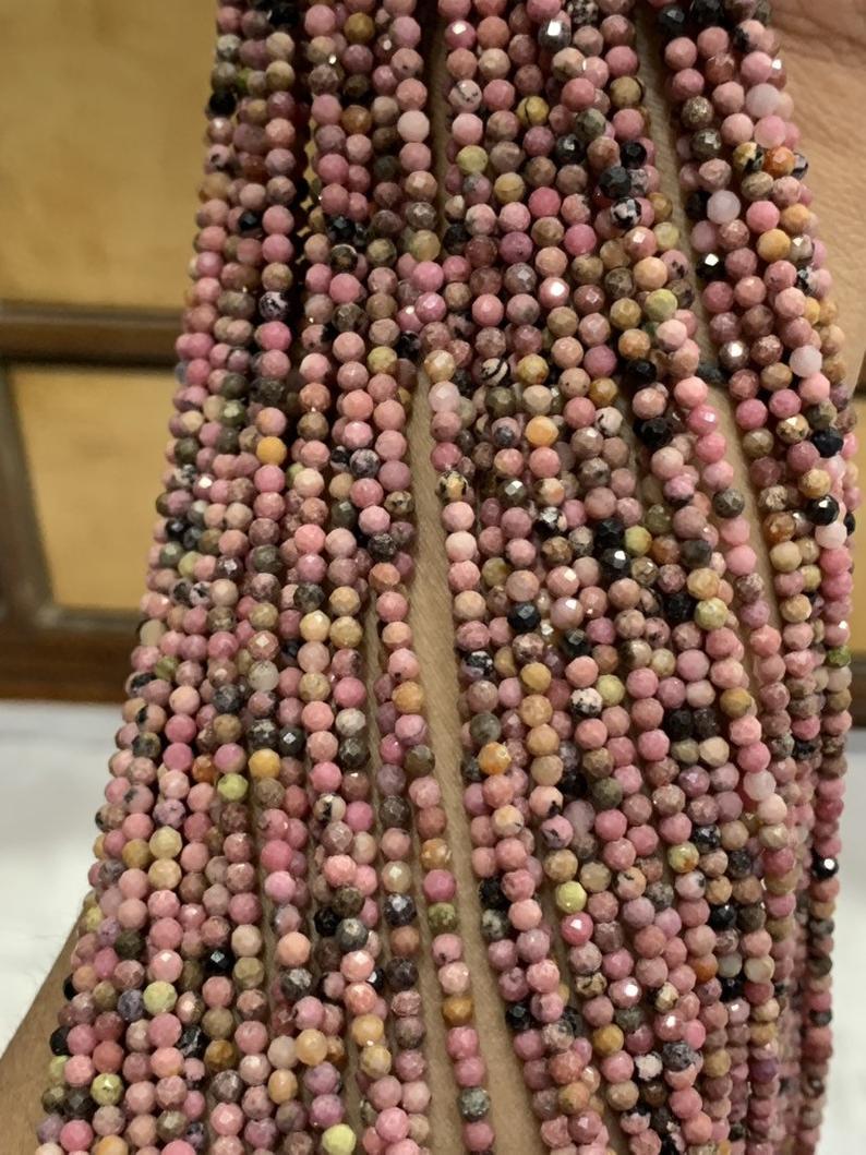 15 Inches Rhodonite 3mm Faceted Beads,rhodonite Beads Grade: A
