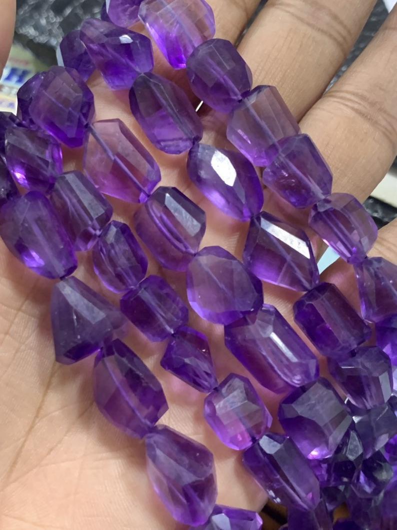 Aaa Grade Amethyst Nuggets - 16 Inch Strand 9-12mm Natural Gemstone With Laser Cut Finish