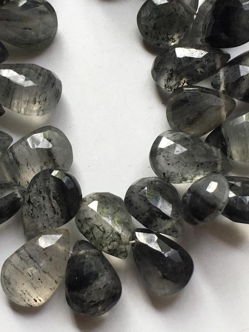 8 Inch Beautiful Quality Black Rutile Pear Briolettes 9/13mm Grade: A