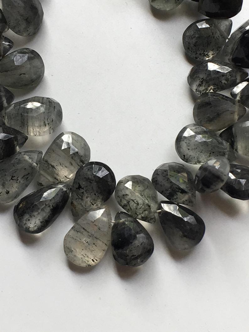 8 Inch Beautiful Quality Black Rutile Pear Briolettes 9/13mm Grade: A
