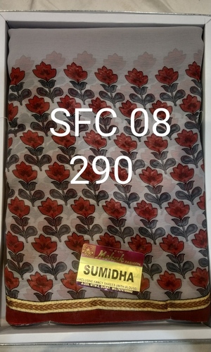 PRINTED SAREE - Georgette Chiffon Fabric, Grey Color | Printed Pattern, Thread Work, Perfect for Summer Wear