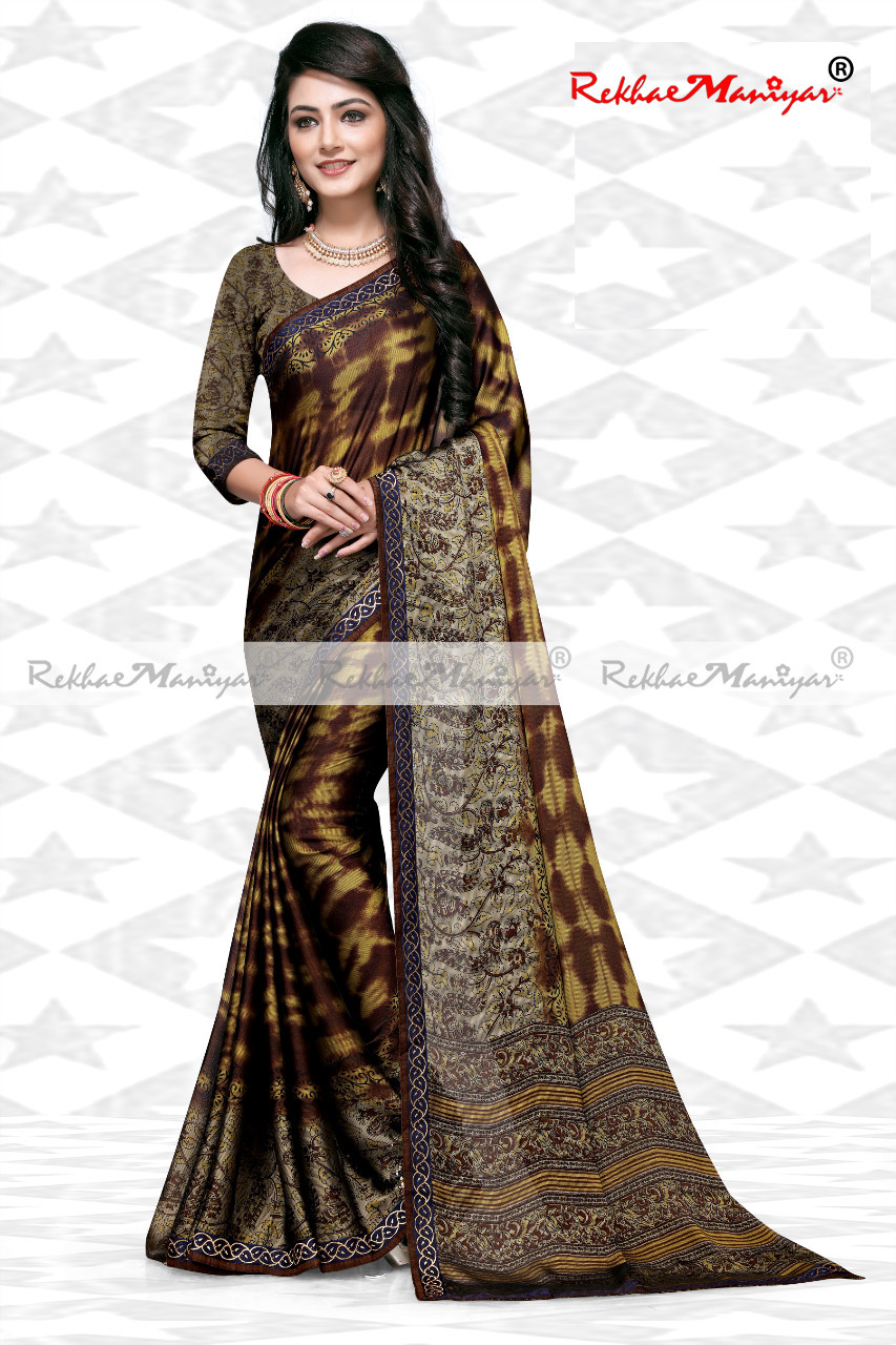 Chiffon Sarees With Banarasi Jacquard Border - Georgette Material | Elegant Design With Intricate Borders, Perfect For Festive Occasions