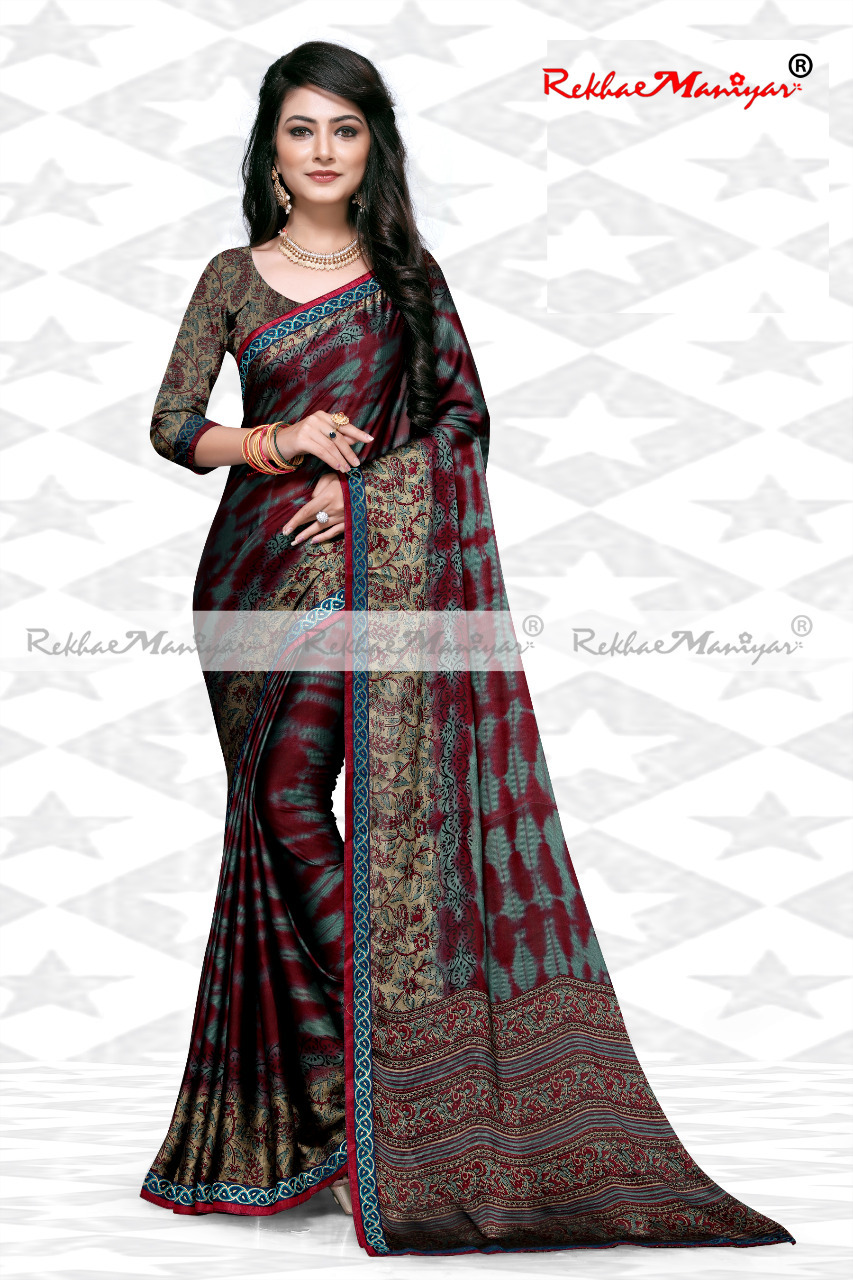 Chiffon Sarees With Banarasi Jacquard Border - Georgette Material | Elegant Design With Intricate Borders, Perfect For Festive Occasions