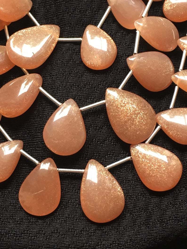 Amazing Peach/pink Moonstone Pear Beads7.5/10-12/17mm Approx12.5 Inch Strand Grade: A