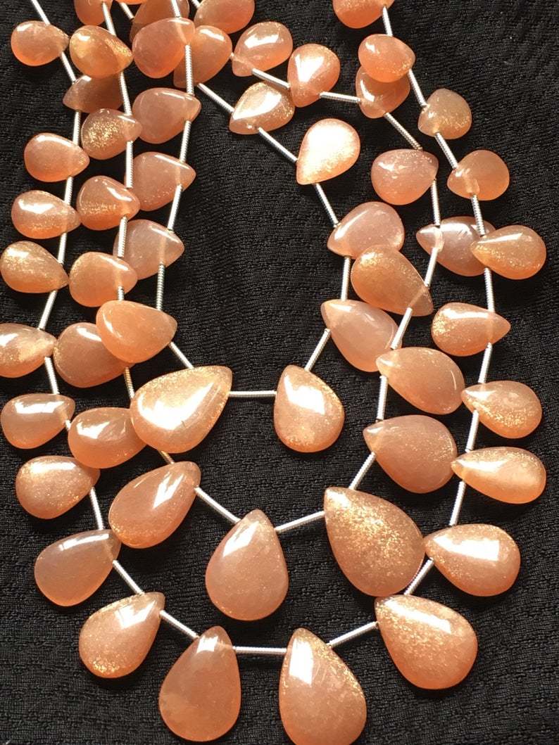Amazing Peach/pink Moonstone Pear Beads7.5/10-12/17mm Approx12.5 Inch Strand Grade: A