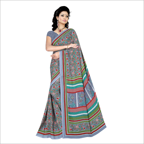 Ladies Office Saree - Crepe Material, Printed Pattern | Available in Various Color Options for Effortless Elegance and Versatility