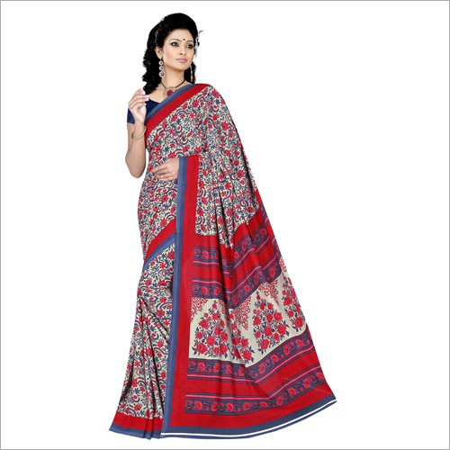 Ladies Office Printed Saree - Crepe Fabric, Available in Multiple Colors | Elegant Printed Pattern for All Seasons: Rainy, Spring, Summer, Winter