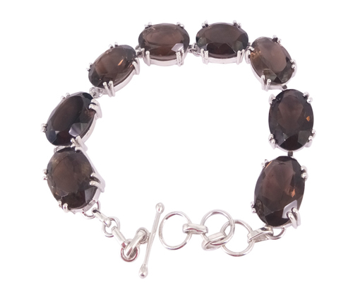 Fashionable Smokey Quartz Stone 925 Silver Bracelet Gender: Unisex