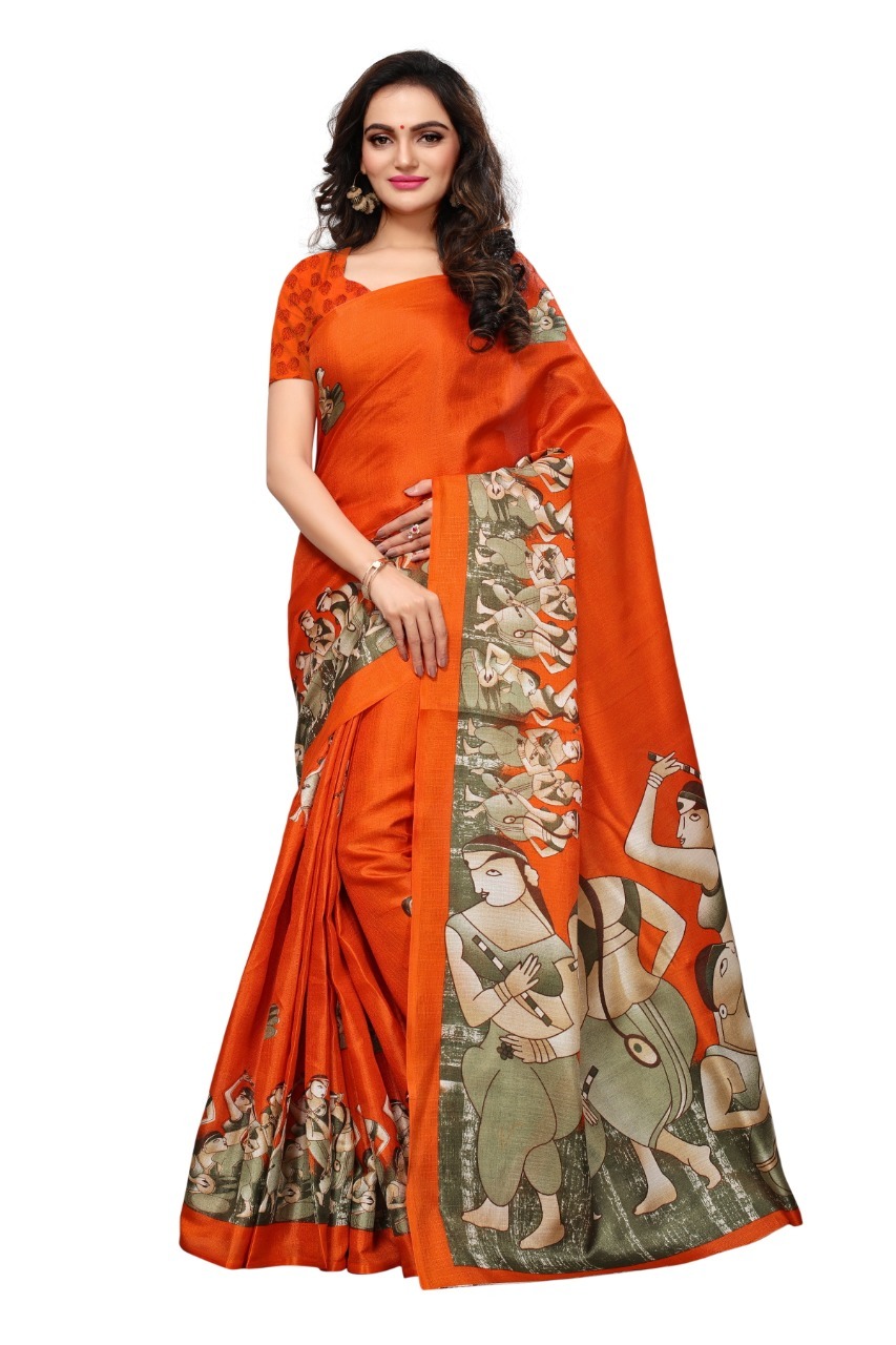 Kalamkari Mysore Silk Jhalar Printed Saree