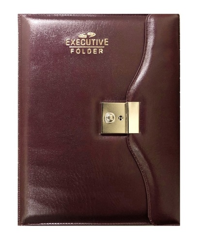 5 Subjects Notebook, Nescafe Size, with Folder, 320 Pages - Foam & Paper Material, 10 x 7.5 Inches, Leatherite Cover with Lock, Single Ruled