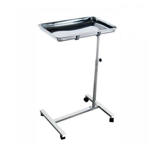 SS MAYO TROLLEY - Stainless Steel Frame, Removable Tray 400x300mm, Height Adjustable 750-1250mm, 4x50mm Castors for Lab Use | 20kg Weight Capacity