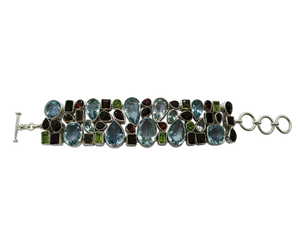 Fashion Brilliant Multi Stone 925 Silver Bracelet