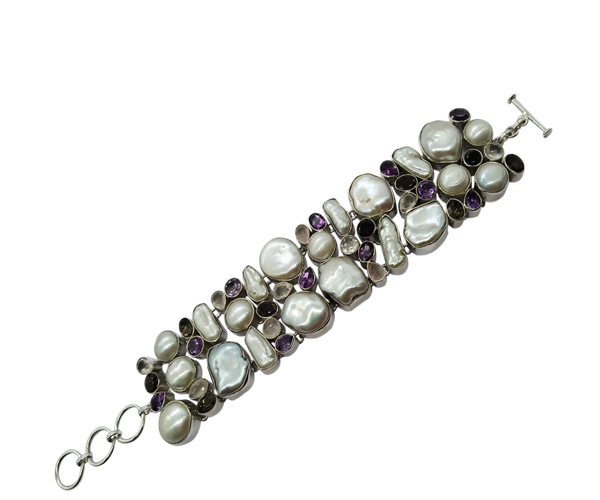 Fashion High-class Multi Stone 925 Silver Bracelet