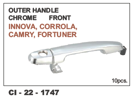 Outer Handle Chrome Front Innova, Corolla, Camry, Fortuner - Durable Chrome Finish | 4 Wheeler Compatibility, Warranty Included