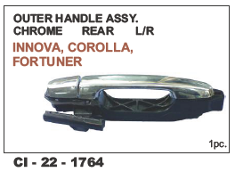 Outer Handle Assy Chrome Rear Innova, Corolla, Fortuner Lh/rh - Chrome Finish | 4-wheeler Compatibility, Warranty Included