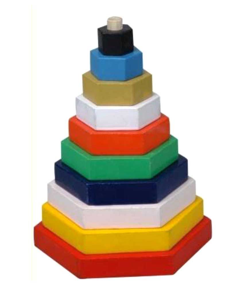 Building Blocks & Construction - Wooden Building Cubes 9x5x13 Inches, Colorful Design, Enhances Patience, Problem Solving, And Fine Motor Skills