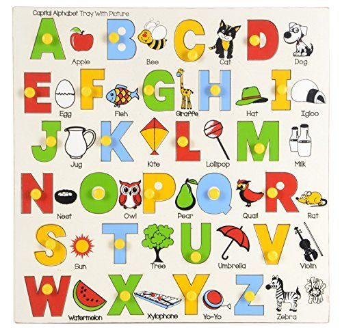 Cute Alphabet Knob Puzzle - Wooden, 12x15 Inches, Colorful | Fun Learning For Numbers & Letters, Fine Motor Skill Development, Shape Orientation