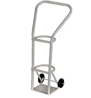 Oxygen Cylinder Trolley - Metal, Polished Painted Finish | 2 Rubber Wheels, Single Cylinder Design For Hospital Use
