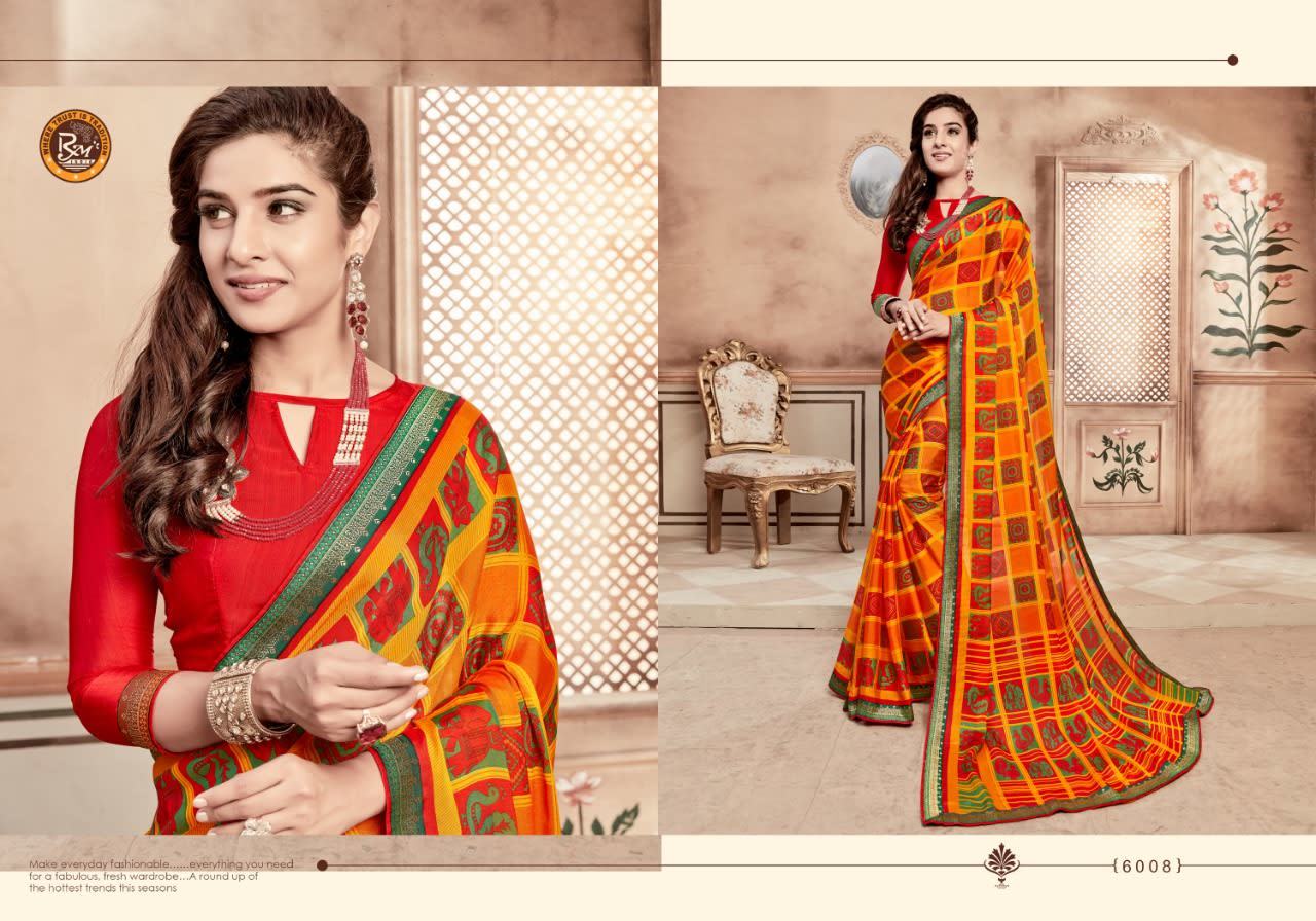 Rangoli Silk Lace Border Printed Saree With Blouse - Georgette Fabric, Printed Pattern, Suitable For All Seasons | Stylishly Versatile For Any Occasion