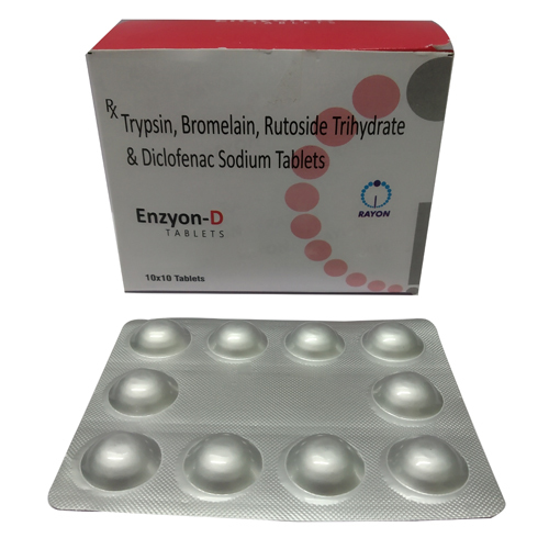 Trypsin Bromelain Rutoside Trihydrate And Diclofenac Sodium Tablets - Box Size: 10x10 , Doctor's Dosage Advice, General Medicine, Cool & Dry Storage