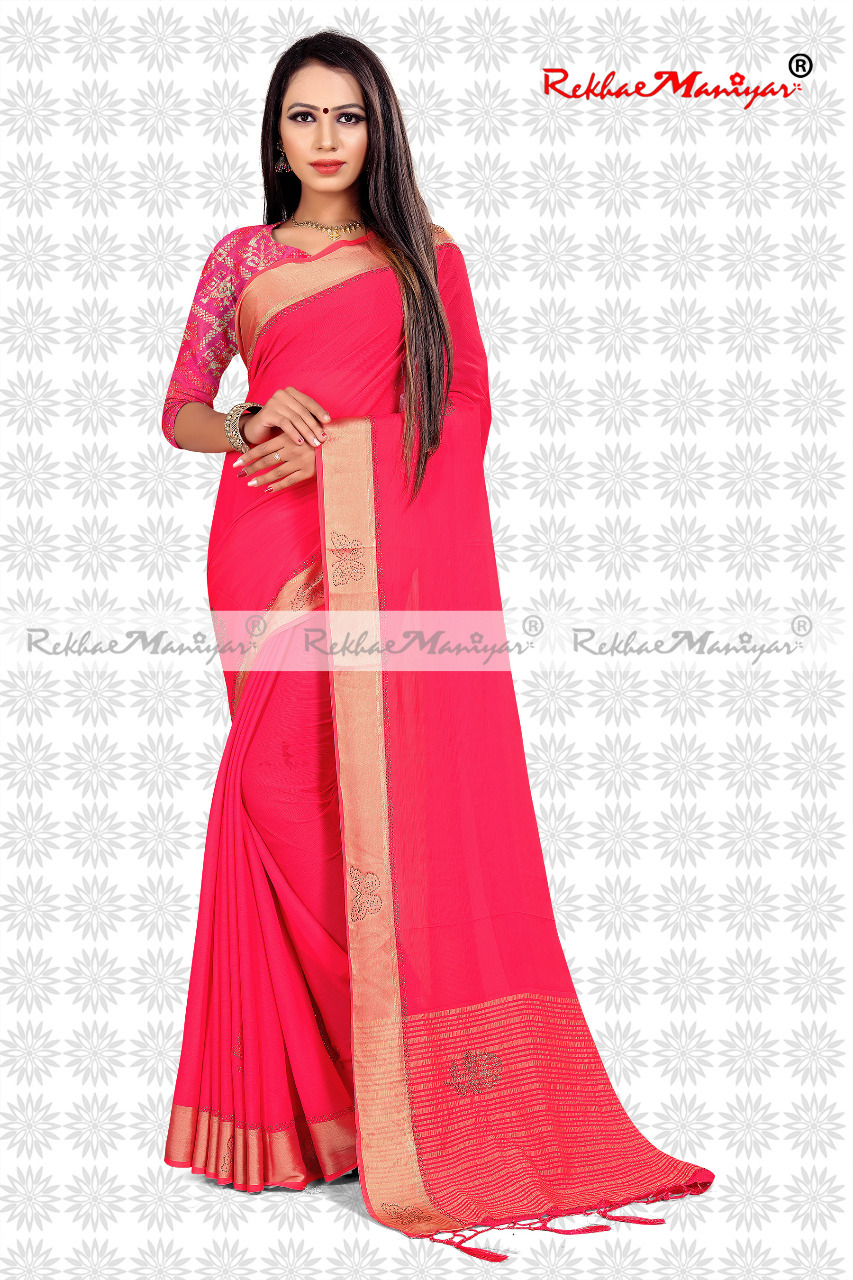 Art Silk Swarovski Diamond Work Saree With Blouse - Georgette Fabric, Stone Work, Bollywood Style | Suitable For All Seasons