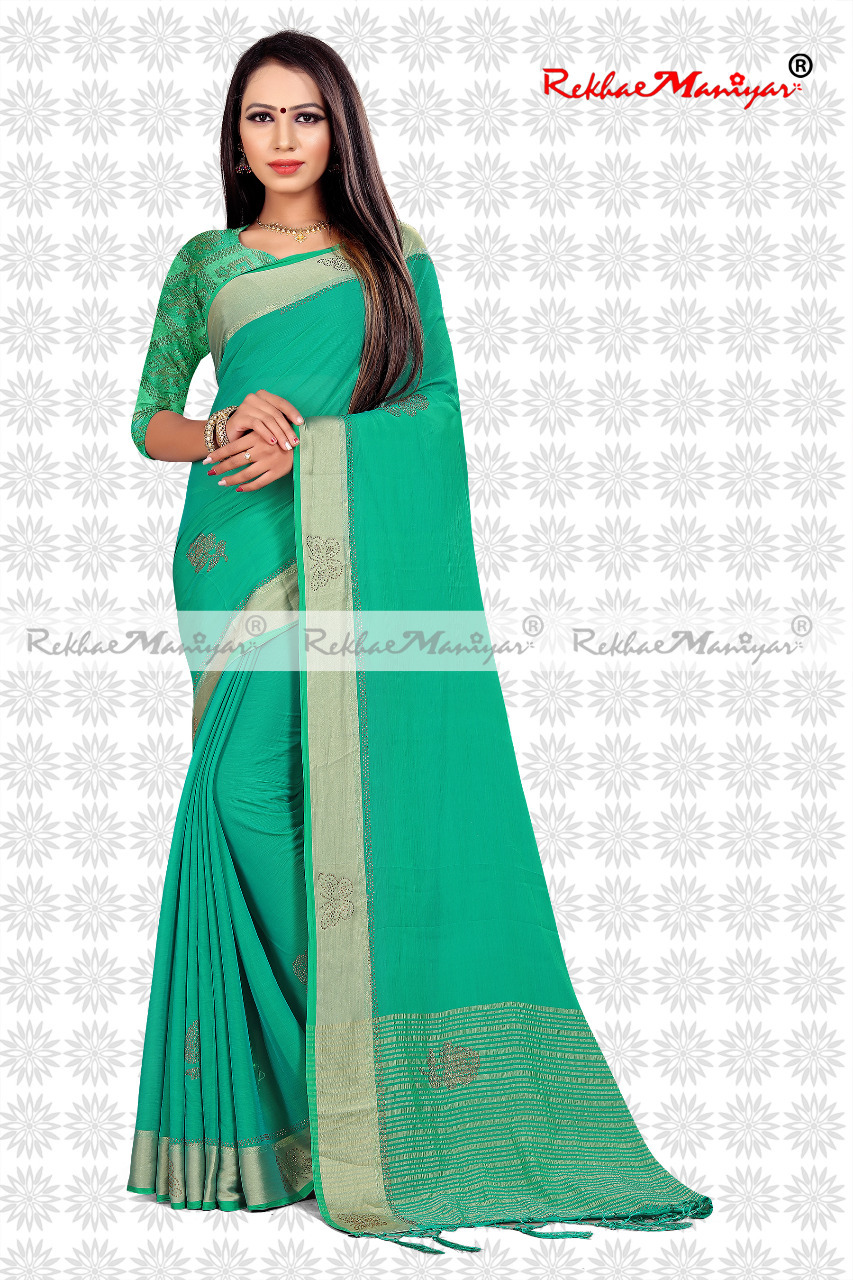 Art Silk Swarovski Diamond Work Saree With Blouse - Georgette Fabric, Stone Work, Bollywood Style | Suitable For All Seasons