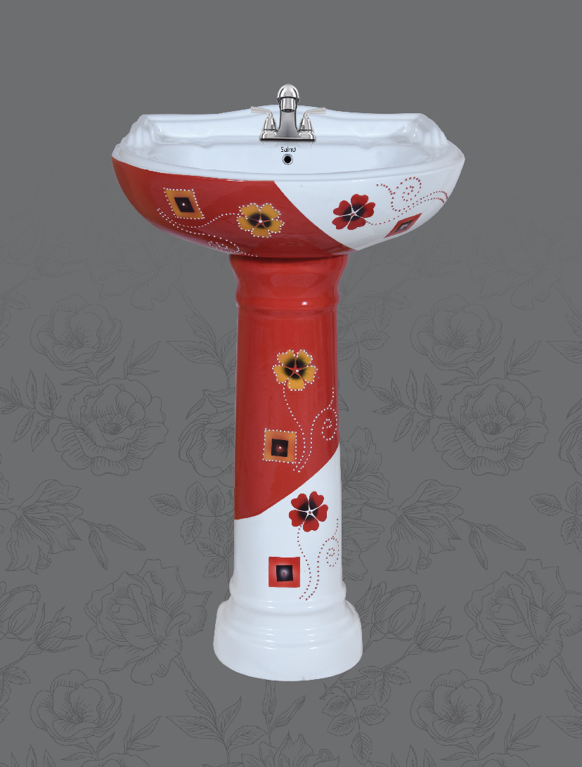 Vitrosa Wash Basin Set - Ceramic, 23x18 Inches, Round Shape | Glossy Finish, Ever Green Designs, Wide Colour Range, Colour Guarantee