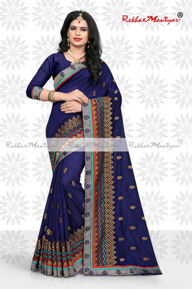 Art Silk Floral Lace Border Silk Blended Saree With Blouse - Georgette, Embroidered Pattern, Zari Work | Bollywood Style For All Seasons