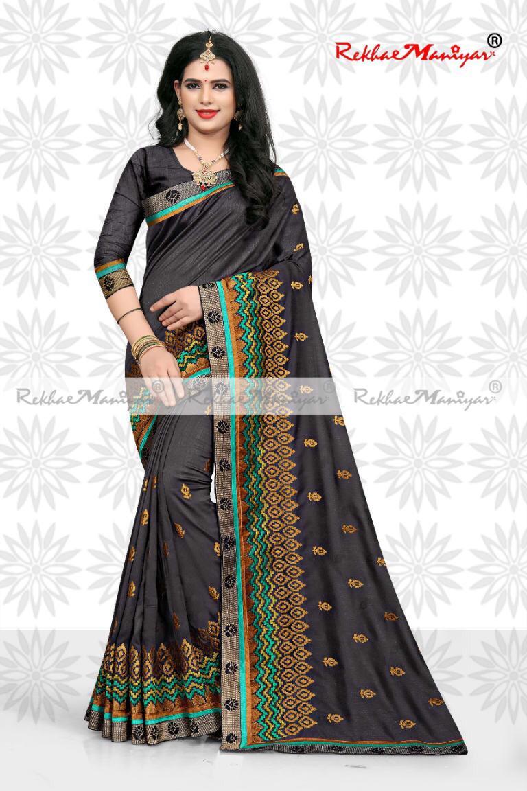 Art Silk Floral Lace Border Silk Blended Saree With Blouse - Georgette, Embroidered Pattern, Zari Work | Bollywood Style For All Seasons