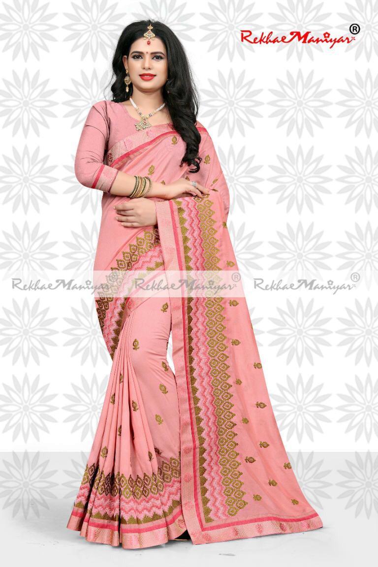 Art Silk Floral Lace Border Silk Blended Saree With Blouse - Georgette, Embroidered Pattern, Zari Work | Bollywood Style For All Seasons