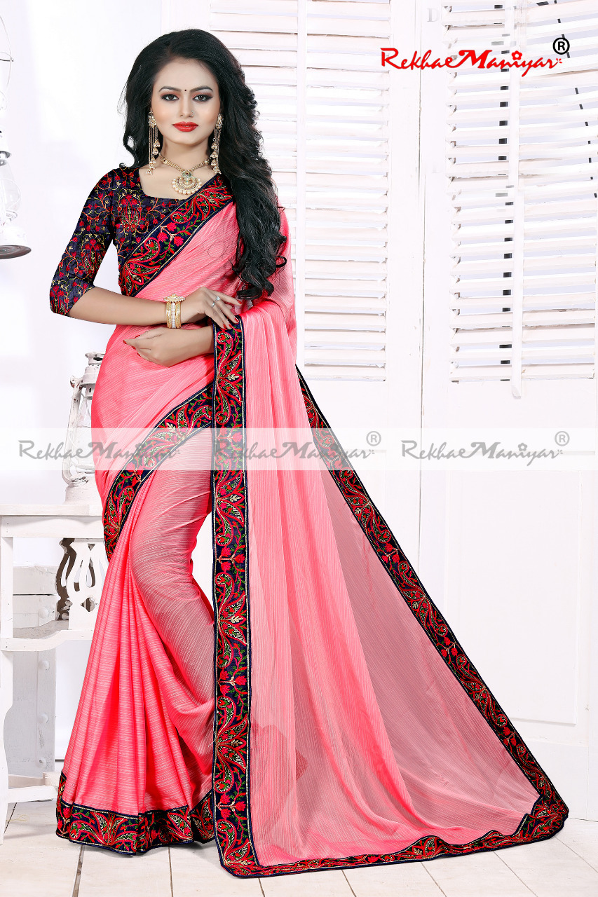 Embroidery Bordered Silk Sarees With Blouse - Georgette Material, Embroidered Pattern, Heavy Work Blouse | Bollywood Style For All Seasons