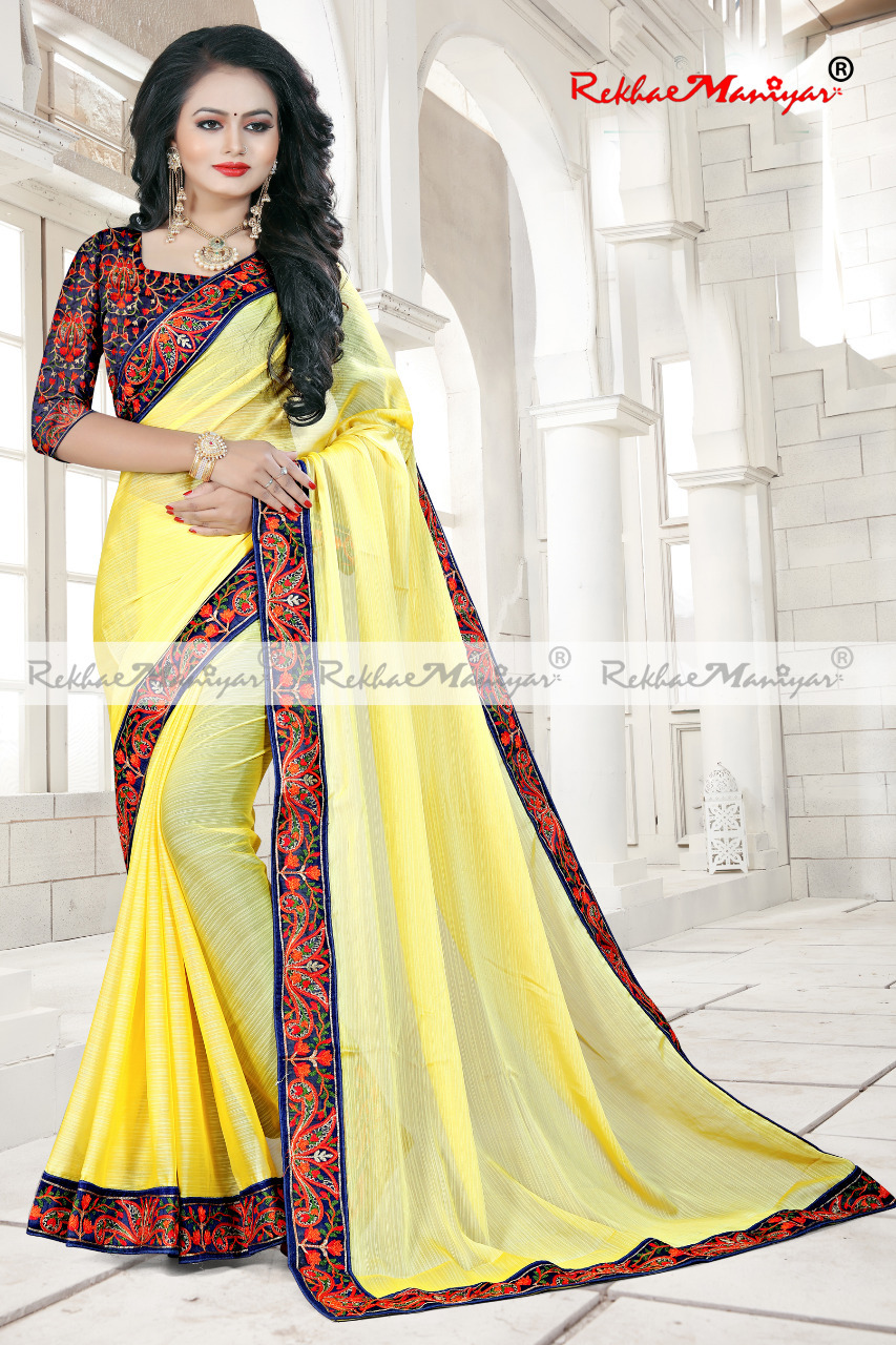 Embroidery Bordered Silk Sarees With Blouse - Georgette Material, Embroidered Pattern, Heavy Work Blouse | Bollywood Style For All Seasons