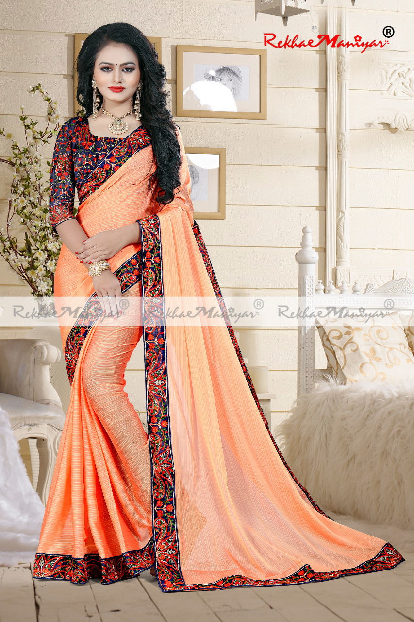 Embroidery Bordered Silk Sarees With Blouse - Georgette Material, Embroidered Pattern, Heavy Work Blouse | Bollywood Style For All Seasons