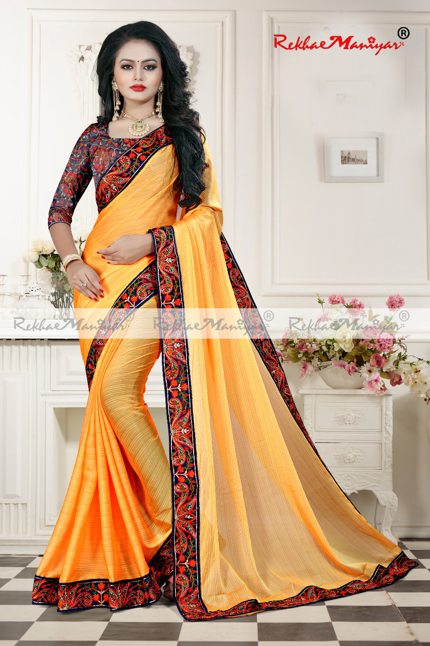Embroidery Bordered Silk Sarees With Blouse - Georgette Material, Embroidered Pattern, Heavy Work Blouse | Bollywood Style For All Seasons
