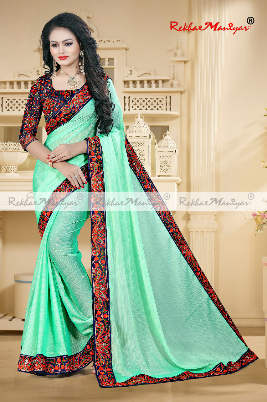 Embroidery Bordered Silk Sarees With Blouse - Georgette Material, Embroidered Pattern, Heavy Work Blouse | Bollywood Style For All Seasons