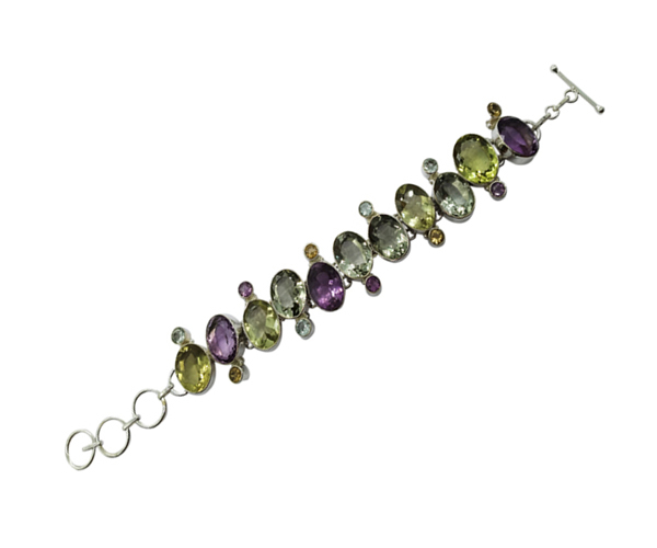 Fashion Unique Design Multi Stone 925 Silver Bracelet