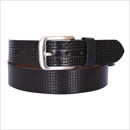 Black Leather Fancy Belt - Leather, Free Size (40-50 Inches), Black Color | Elegant Seamless Finish, Casual and Party Wear Suitable