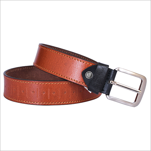 Mens Tooled Leather Belt - Leather, 40-50 Inch Length, Brown Color | Metal Buckle Design, Formal Style for Everyday Wear
