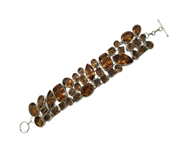 Fashion Glitzy Multi Stone 925 Silver Bracelet