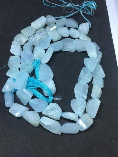 दुर्लभ एक्वामरीन चेहरों वाले टुकड़े, प्राकृतिक एक्वामरीन टंबल बिड्स