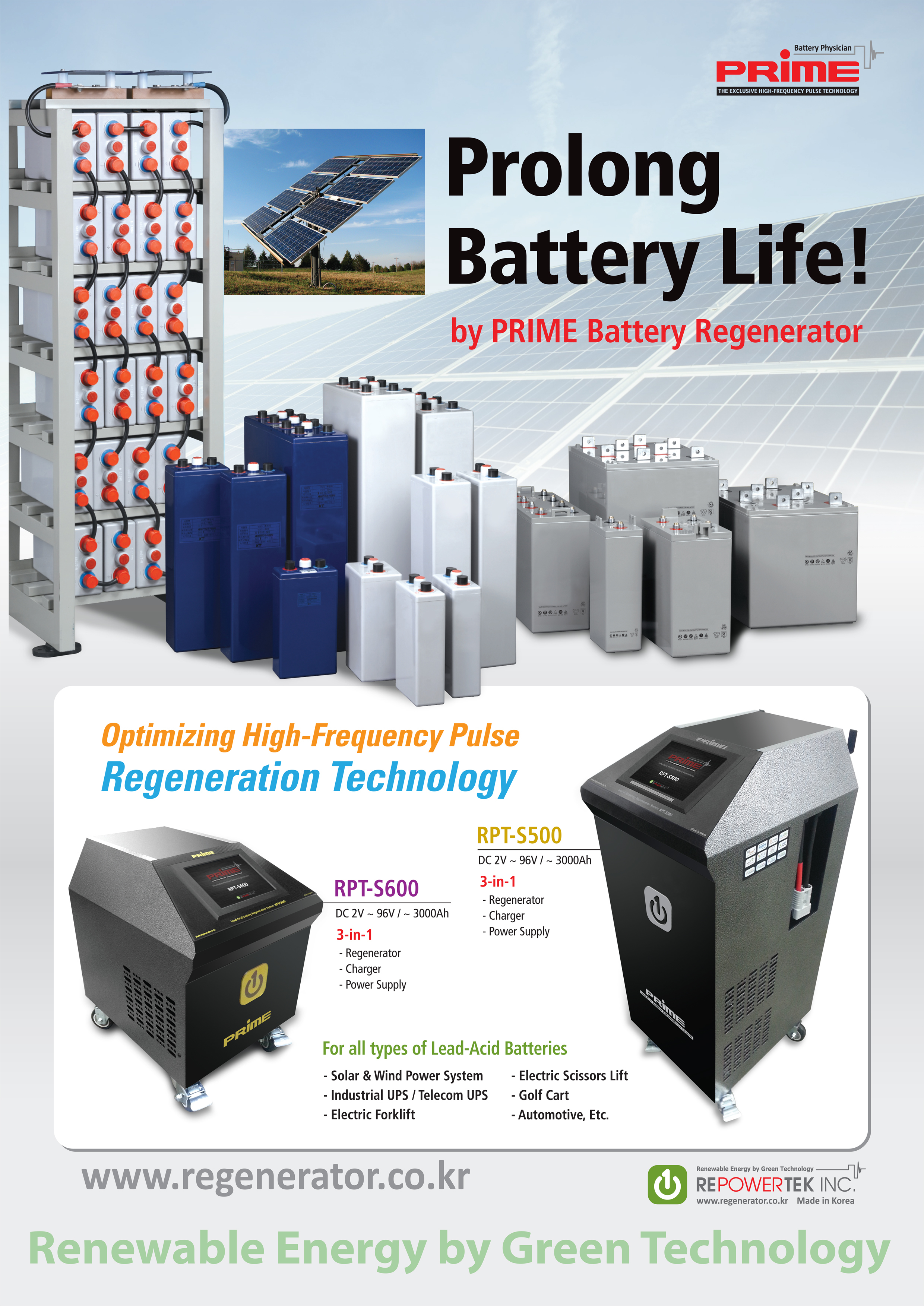 Rpt-s600 Prime Battery Regenerator (3-in-1) - Dimension (L*w*h): 68*53*76 Centimeter (Cm)