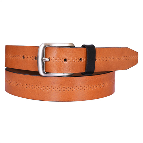 Brown Tan Embossed Leather Belt