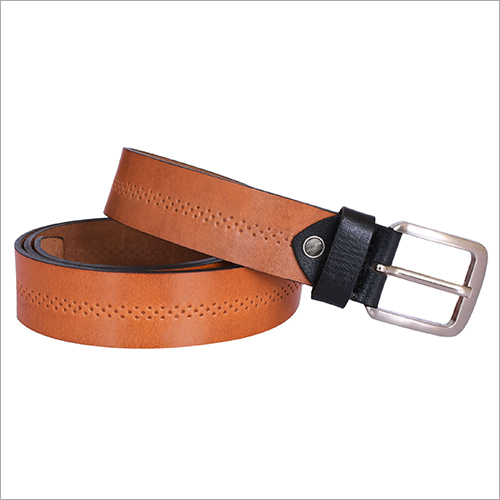 Brown Tan Embossed Leather Belt