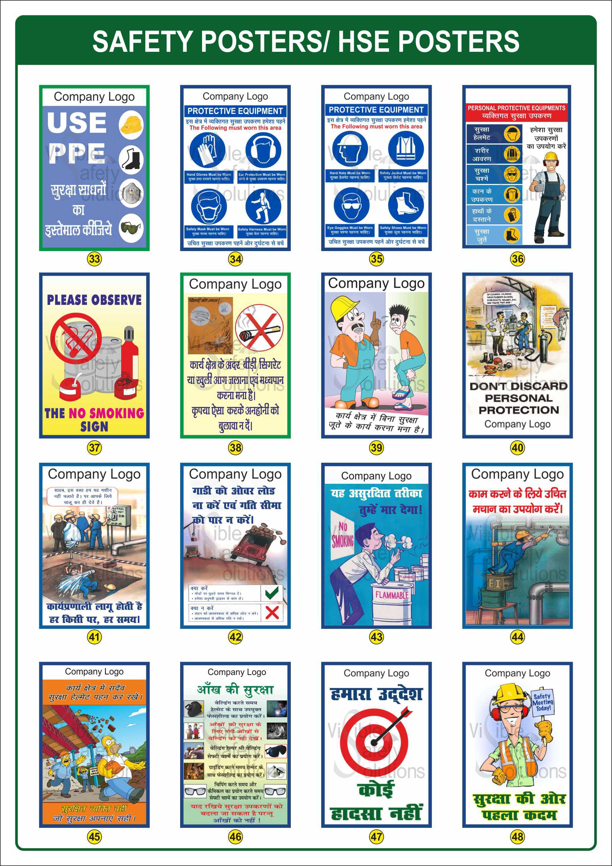Multicolor Printing Industrial Safety Posters