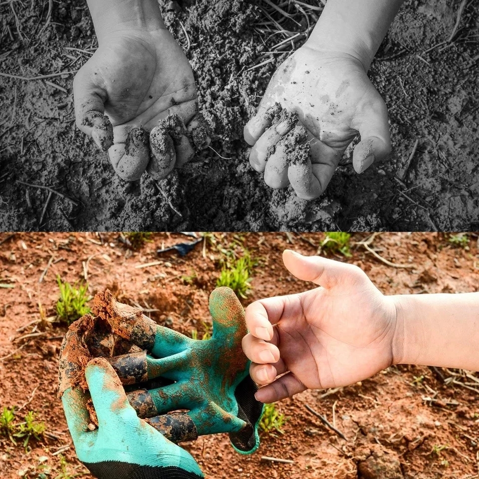 Gardening Gloves With Claws - Abs + Latex Material, 24x13.5x4cm Size, Green Color | Perfect For Digging And Planting Activities