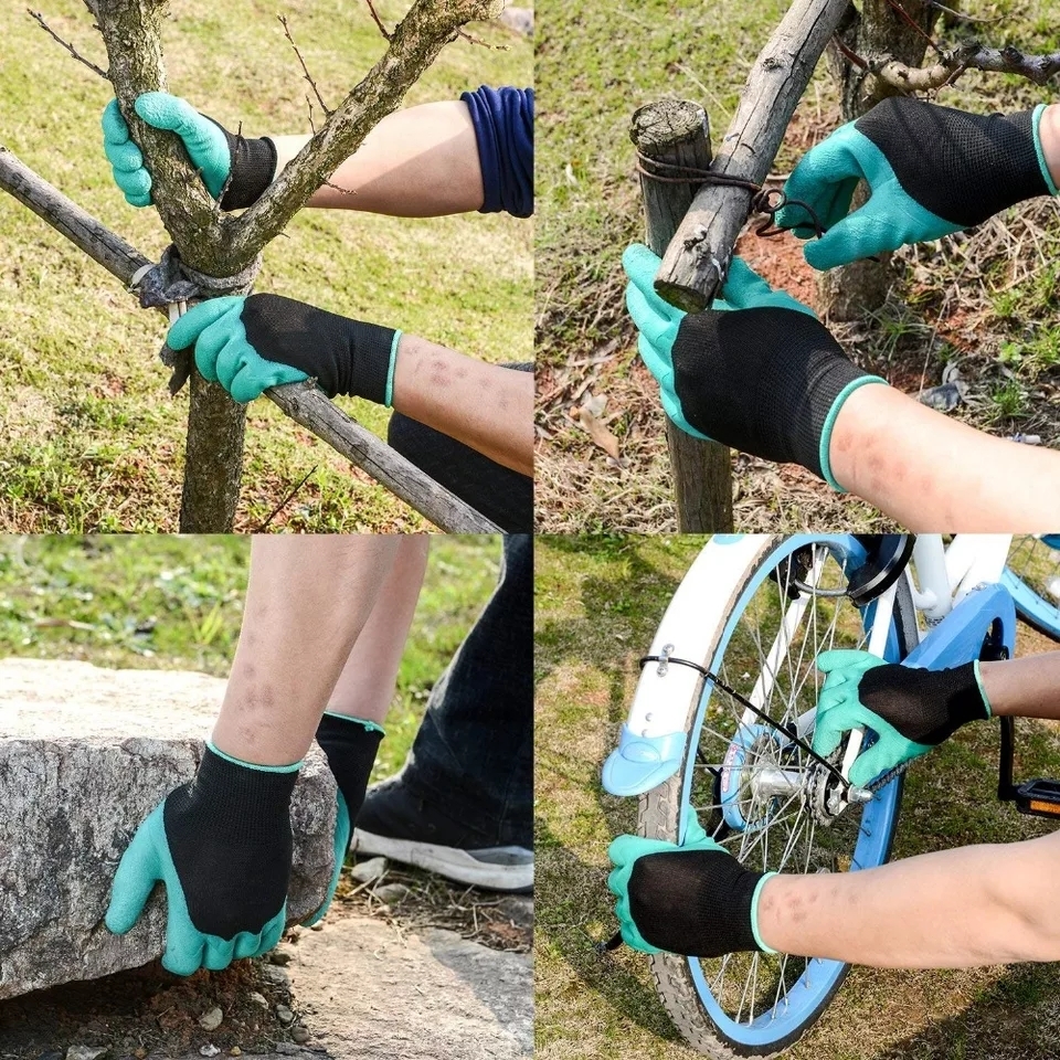 Gardening Gloves With Claws - Abs + Latex Material, 24x13.5x4cm Size, Green Color | Perfect For Digging And Planting Activities