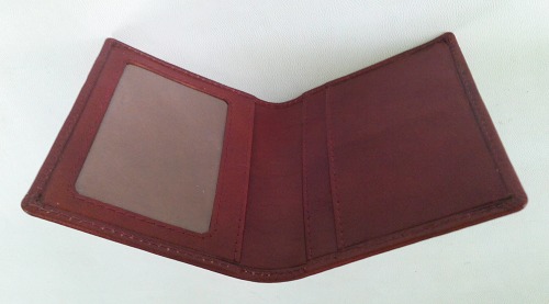 Canvas Leather Card Case - Leather, Brown, Folded | Funky Pattern Strip, Handy, Unisex